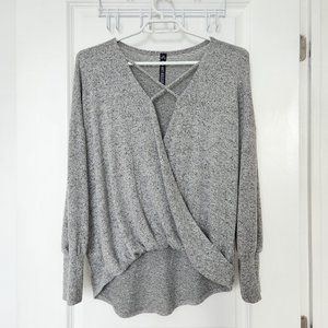 Wrapped Gray Long Sleeve Top Design Lab
